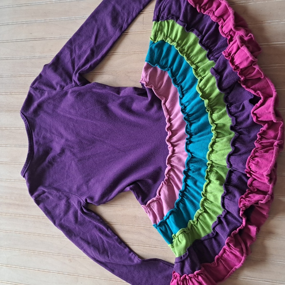 Rare Editions Purple Rainbow Heart Ruffle Playful Full Flowy Boutique Dress - Picture 6 of 9